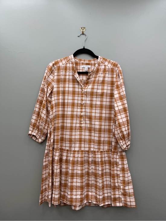 Free Assembly Dresses & Skirts - Free Assembly Plaid Mini Dress XS Brown Cream Cotton Prairie Cottagecore